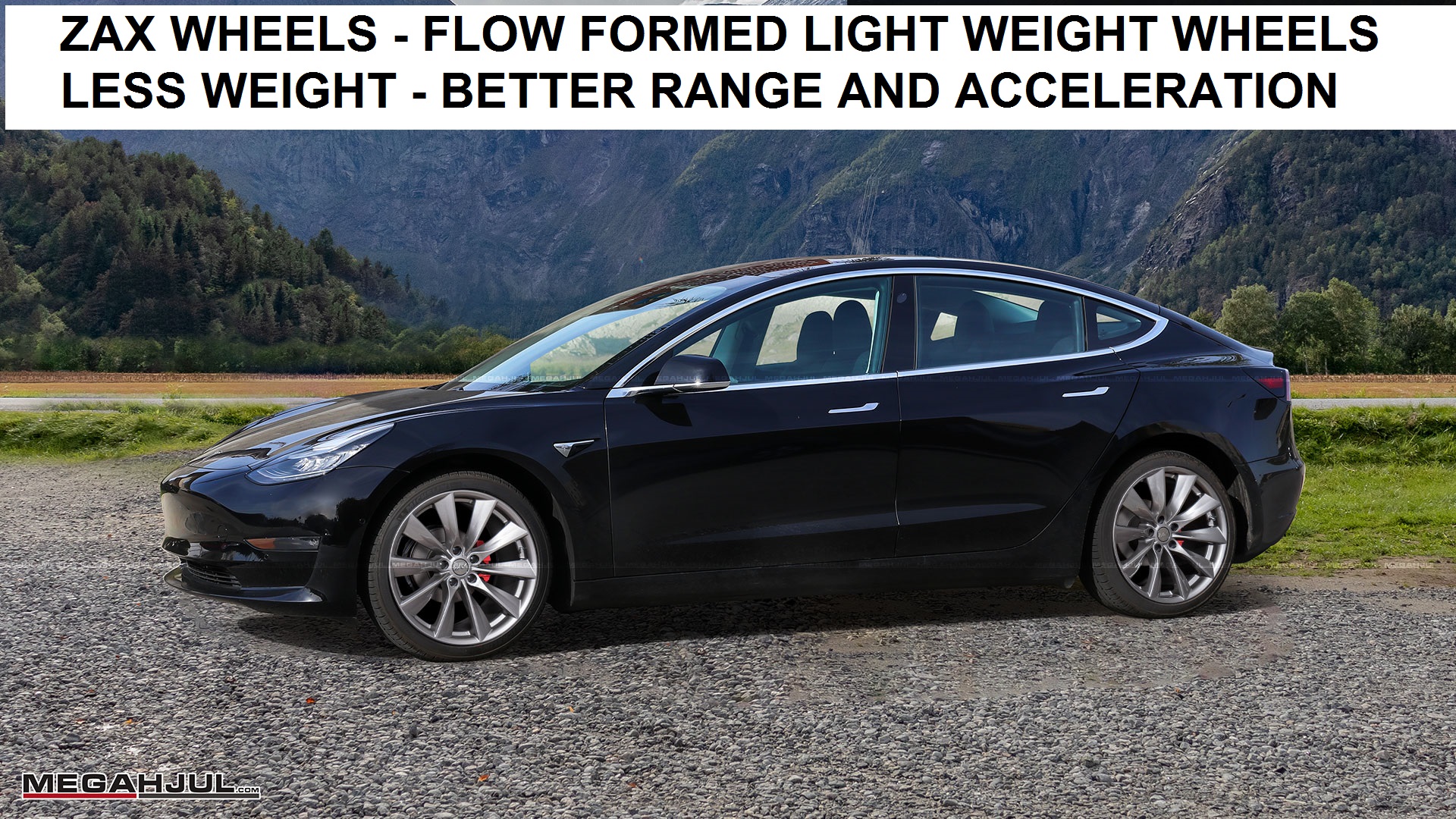 Zax turbin X gunmetal montert på Tesla Model 3